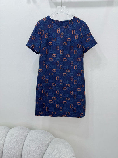 H 25 Printed Short Sleeve Dress