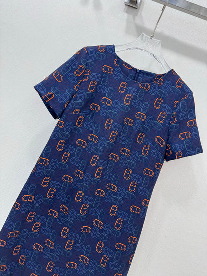 H 25 Printed Short Sleeve Dress