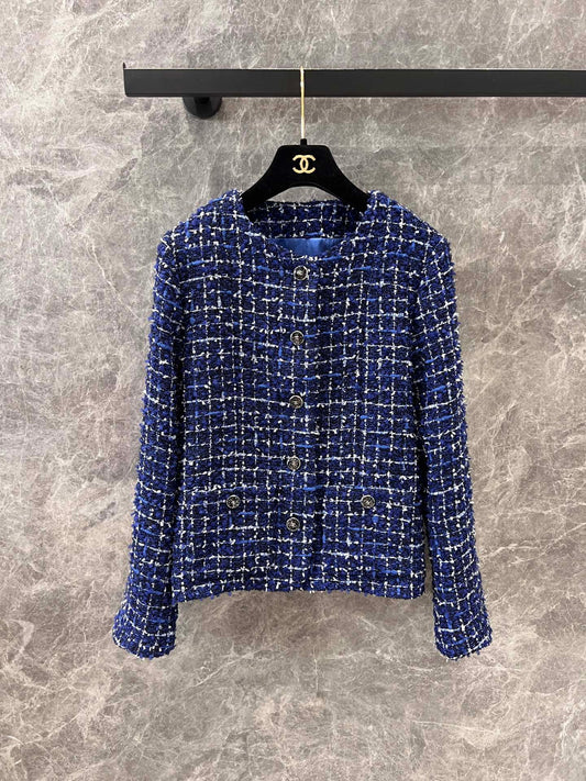 25 Spring/Summer New Style Streamer Blue Tweed Jacket