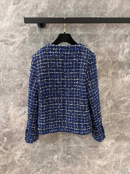 25 Spring/Summer New Style Streamer Blue Tweed Jacket