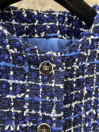 25 Spring/Summer New Style Streamer Blue Tweed Jacket