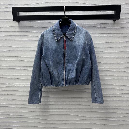 25 Leather Label Frayed Denim Jacket