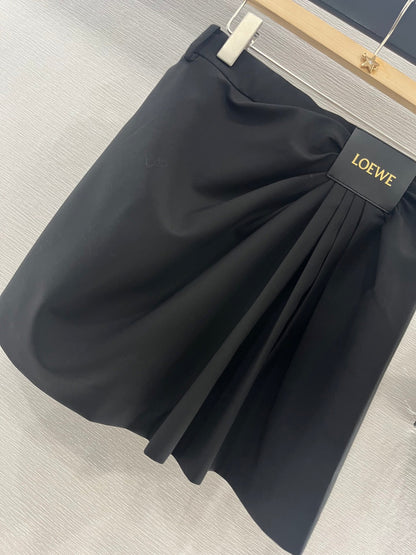 L 25 Leather label pleated chic half skirt