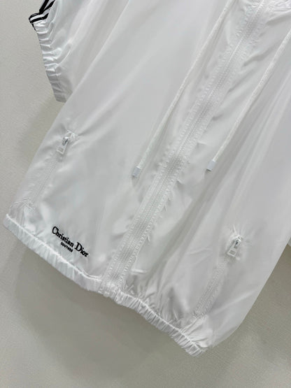 D 25 Spring/Summer Short Sleeve Zipper Hooded Jacket + Shorts Set