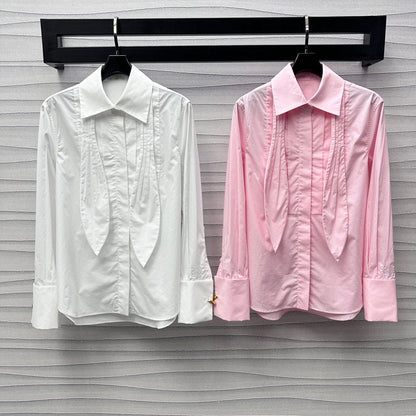 25ss New Arrivals Lace-up Accordion Shirt