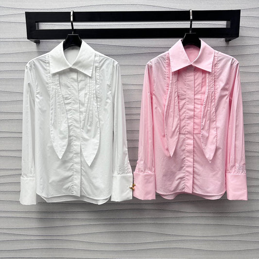 25ss New Arrivals Lace-up Accordion Shirt
