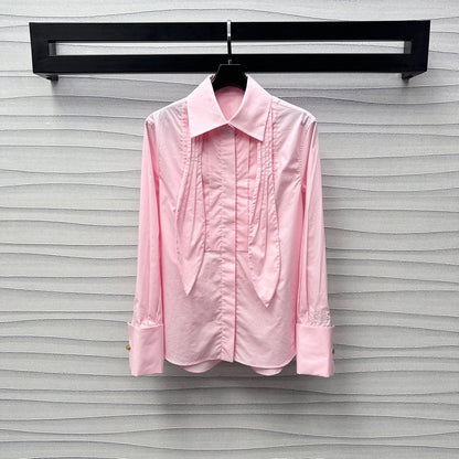 25ss New Arrivals Lace-up Accordion Shirt