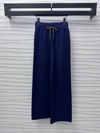 2025 New Arrivals Knitted Round Neck Short Sleeves + Same Style Wide Leg Pants