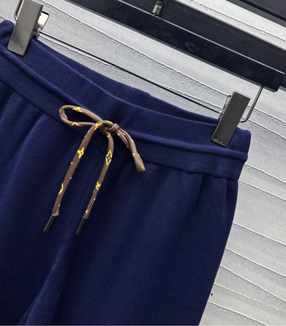 2025 New Arrivals Knitted Round Neck Short Sleeves + Same Style Wide Leg Pants