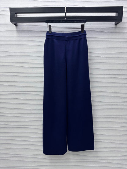 2025 New Arrivals Knitted Round Neck Short Sleeves + Same Style Wide Leg Pants