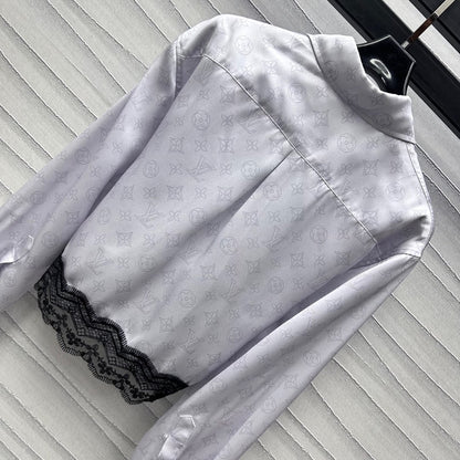 2025 New Lace Print Lapel ➕ Drawstring Straight Pants