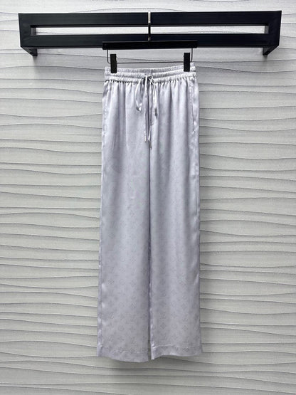 2025 New Lace Print Lapel ➕ Drawstring Straight Pants