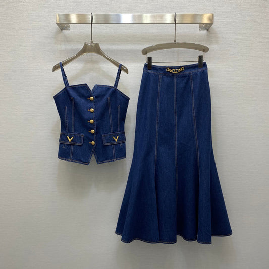 25 Sexy tube top camisole top ➕ fishtail skirt set