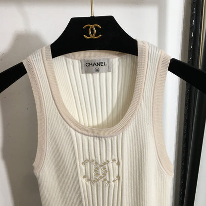 25ss logo hollowed out embroidery slim knit knit vest