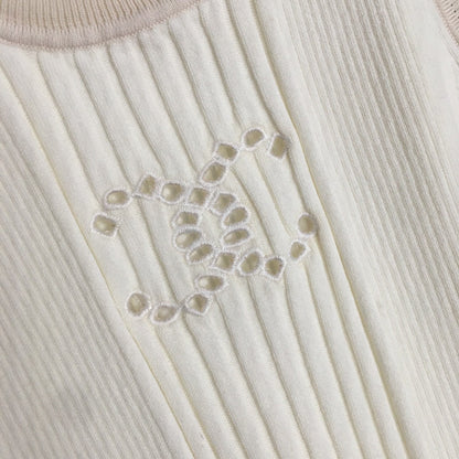 25ss logo hollowed out embroidery slim knit knit vest