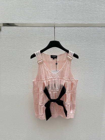 25ss Bow hollow knitted vest