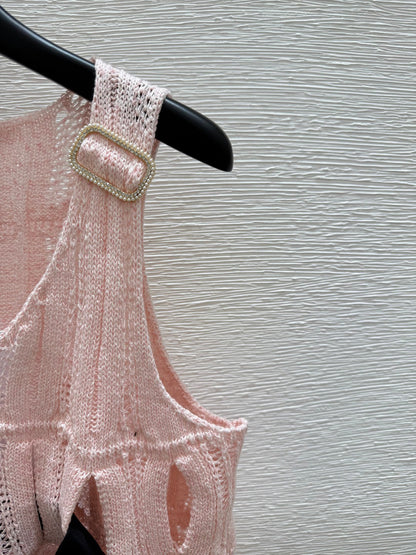 25ss Bow hollow knitted vest