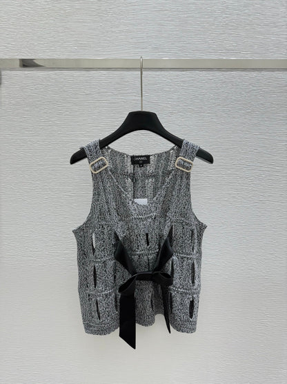 25ss Bow hollow knitted vest