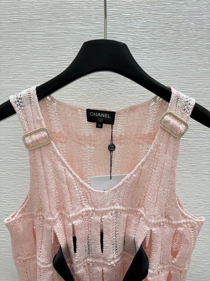 25ss Bow hollow knitted vest