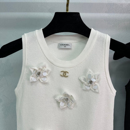 25ss 3D camellia embellishment vest