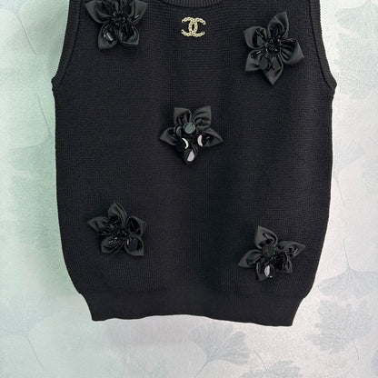 25ss 3D camellia embellishment vest