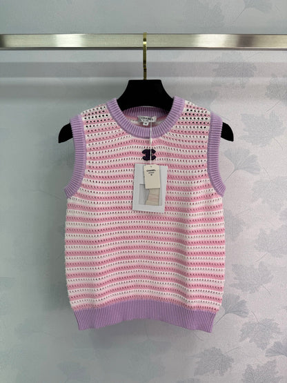 25ss Hollow striped knitted vest
