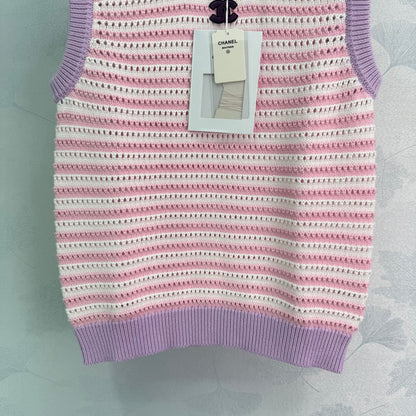 25ss Hollow striped knitted vest