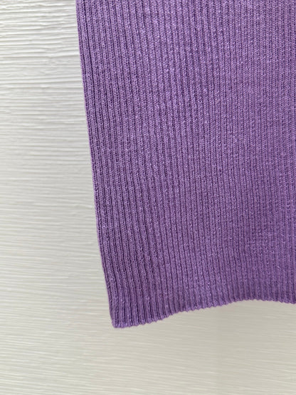 25ss Round neck color blocked letter knitted vest