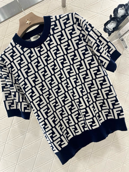 25 New Round Neck Jacquard Knitted Short Sleeves