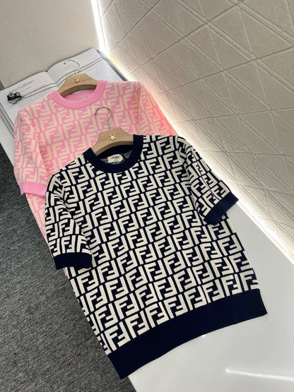 25 New Round Neck Jacquard Knitted Short Sleeves