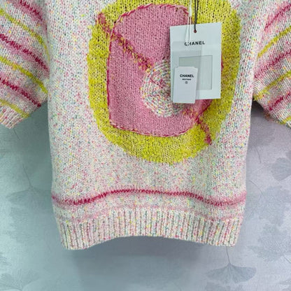 25ss Color blocked knitted suit