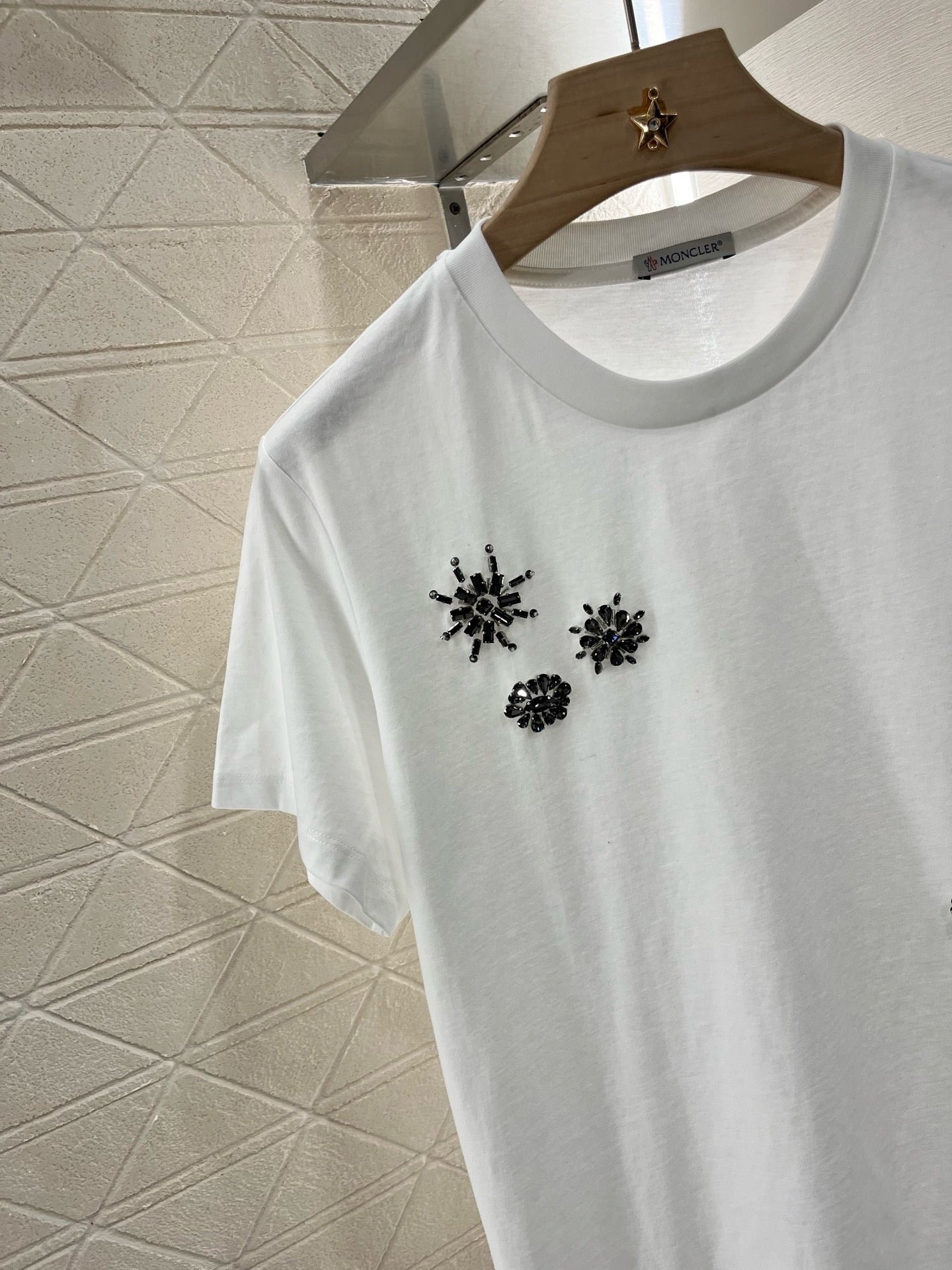 25 new round neck beaded rhinestone short sleeves