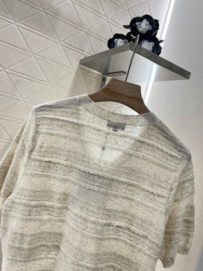 25SS New Lace V-neck Short Sleeve Sweater