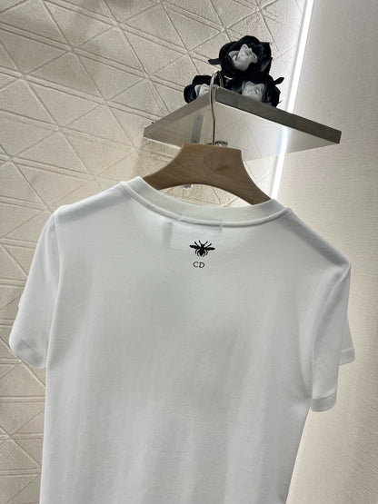 25SS New Embroidered Sequin Round Neck Short Sleeves