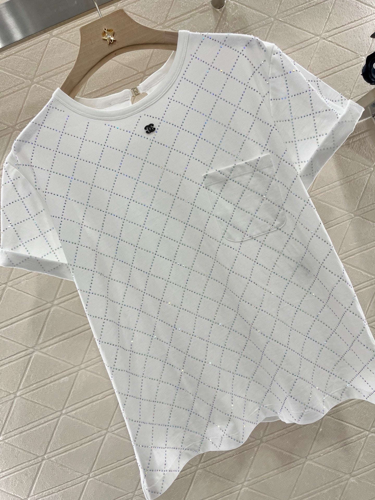 25SS New Style Hot Diamond Backless Short Sleeves Cotton Material
