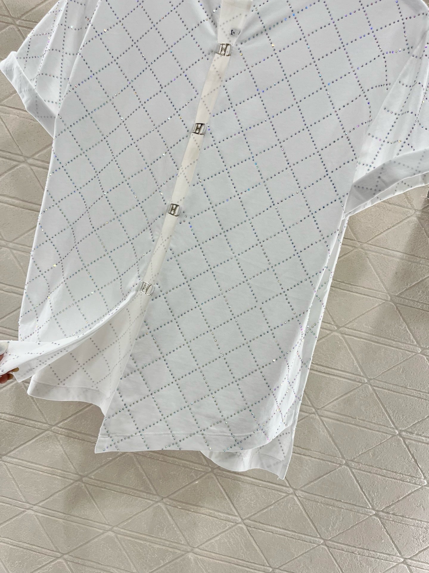 25SS New Style Hot Diamond Backless Short Sleeves Cotton Material