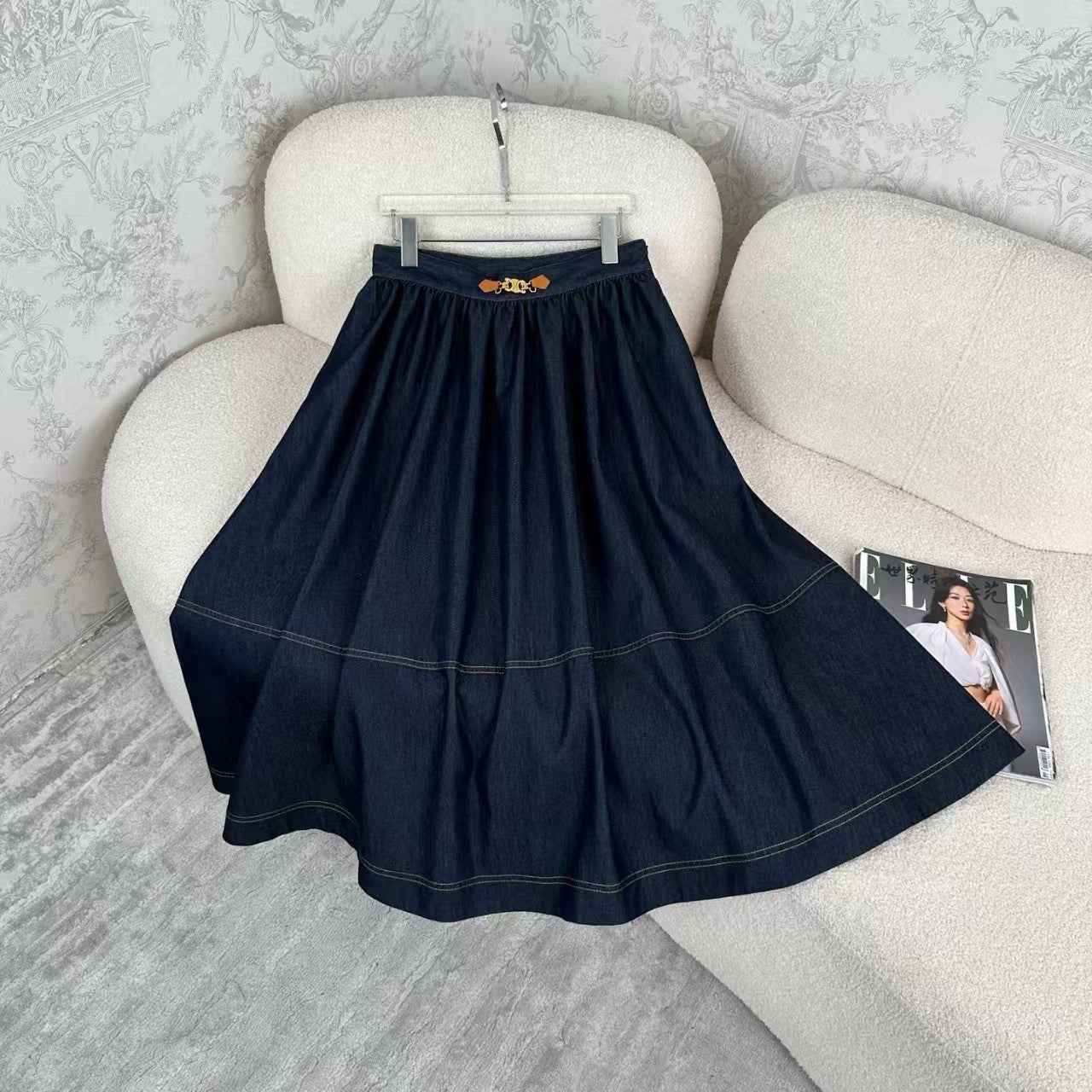 25 Early Spring Fashion Denim Long Swing Skirt