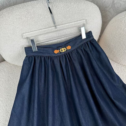 25 Early Spring Fashion Denim Long Swing Skirt
