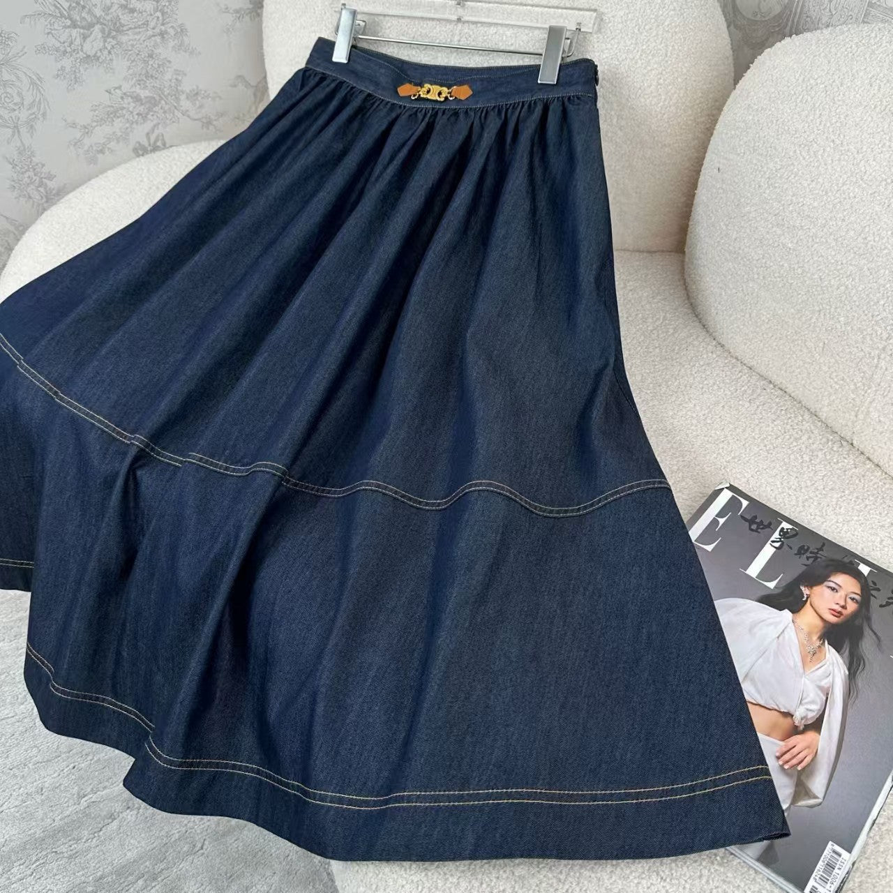 25 Early Spring Fashion Denim Long Swing Skirt