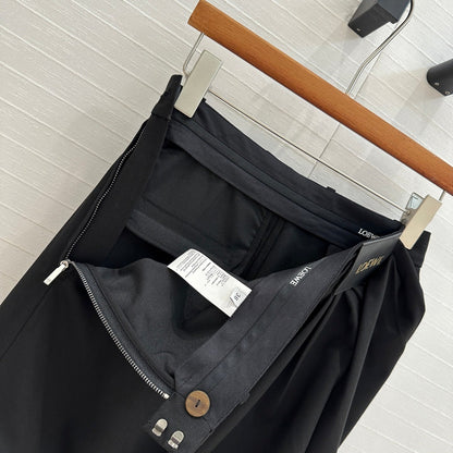 25SS Hanging pleated leather tag embellished suit skirt
