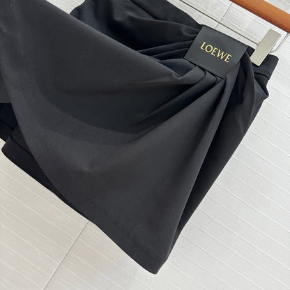 25SS Hanging pleated leather tag embellished suit skirt