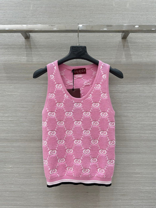 25SS Dopamine color retro jacquard full width GG knitted sling
