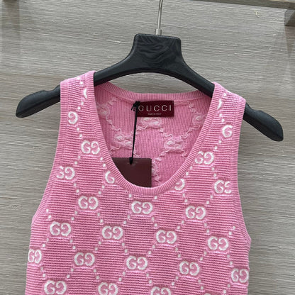 25SS Dopamine color retro jacquard full width GG knitted sling