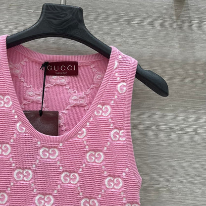 25SS Dopamine color retro jacquard full width GG knitted sling