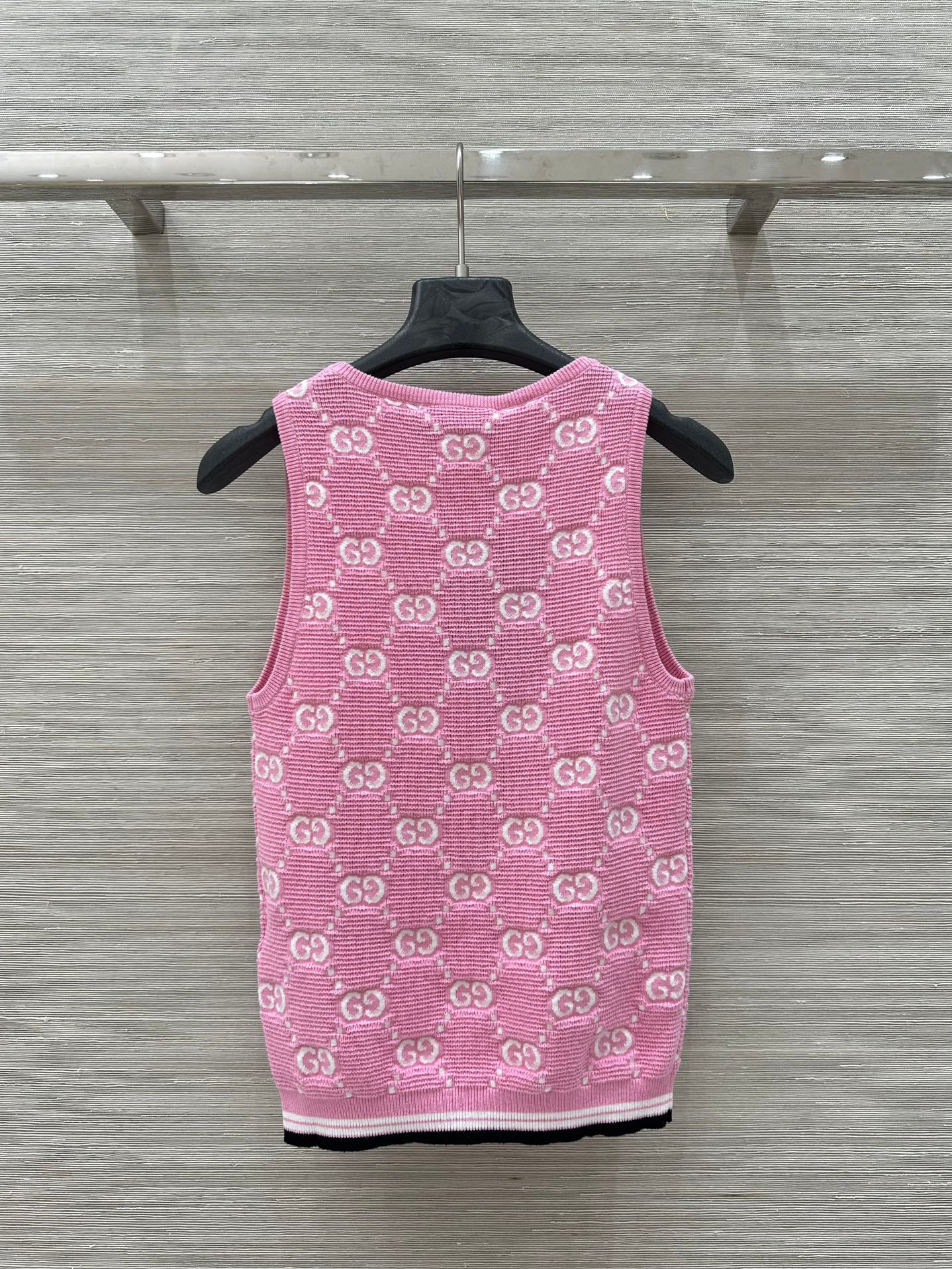 25SS Dopamine color retro jacquard full width GG knitted sling