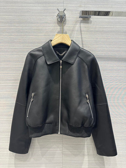 24 Lychee patterned lambskin lapel jacket jacket