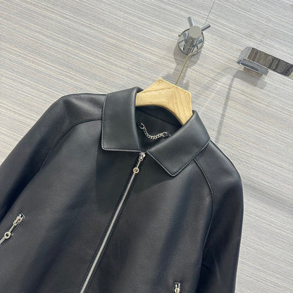 24 Lychee patterned lambskin lapel jacket jacket