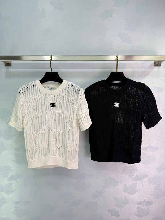 25 Cut-out Lace Knit Short Sleeve