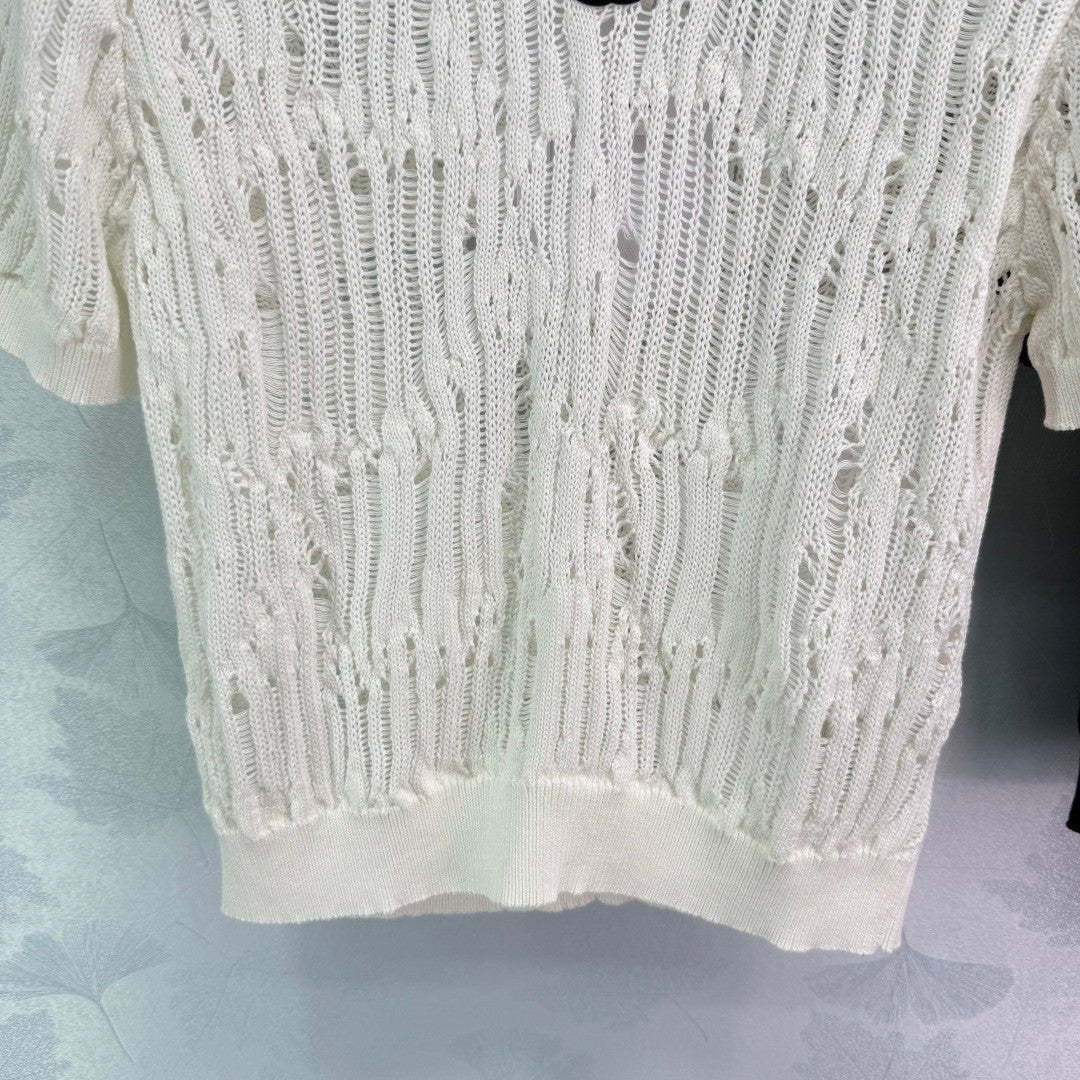 25 Cut-out Lace Knit Short Sleeve