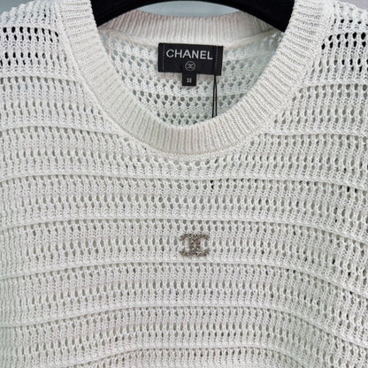25 New Skeleton Knit Patchwork Tassel Metal Logo Short Sleeve